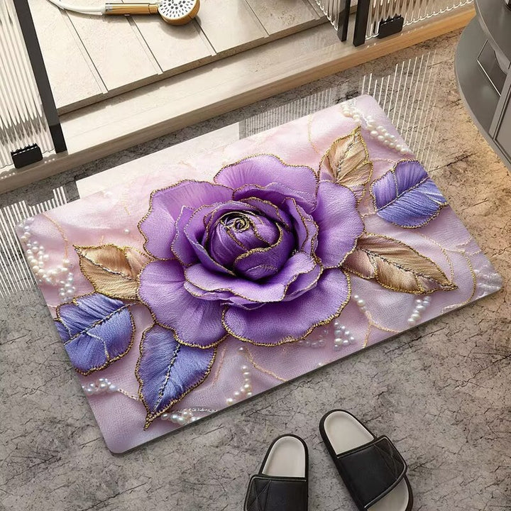 Luxurious Embroidered Floral Area Rug Bowlift