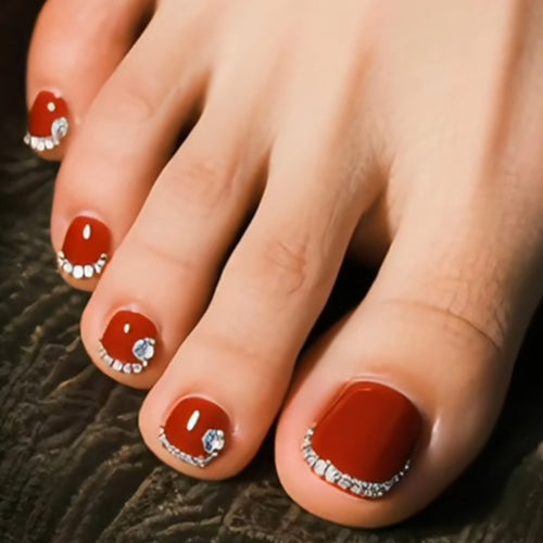 Decorative Gem-Embellished Press-On Toe Nails Bowlift