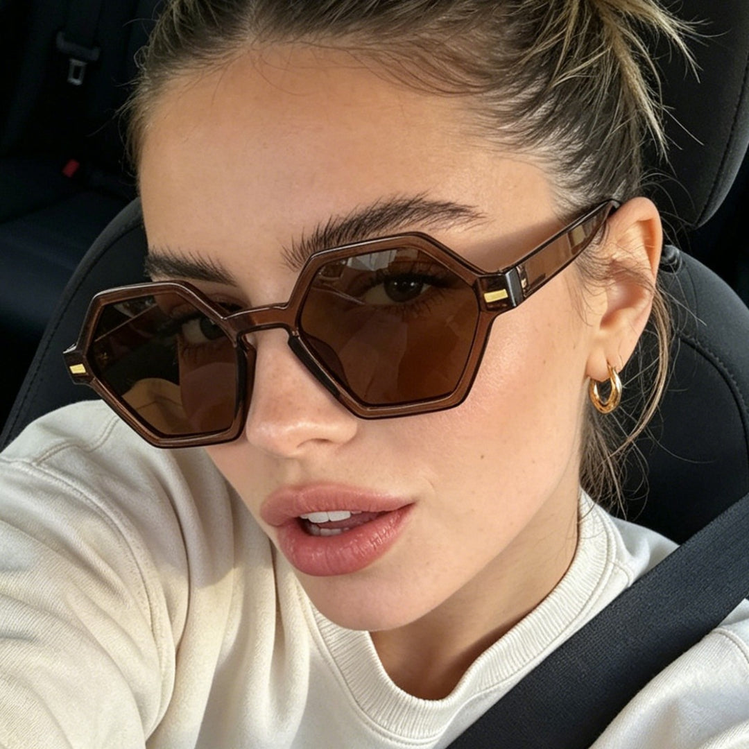 Women's hexagonal sunglasses with fashionable design and UV protection Bowlift