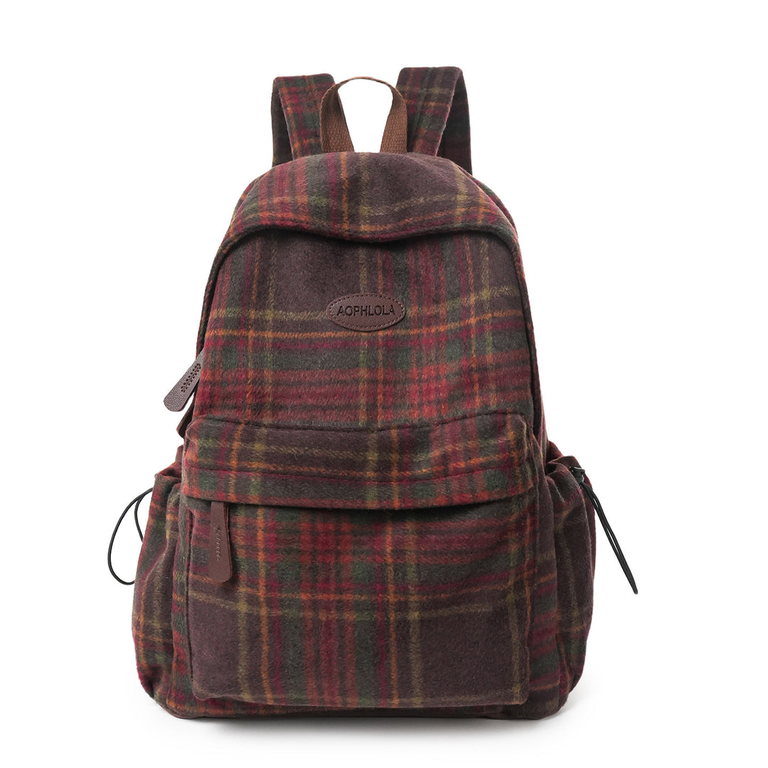 Cozy Plaid Patterned School Backpack Bowlift