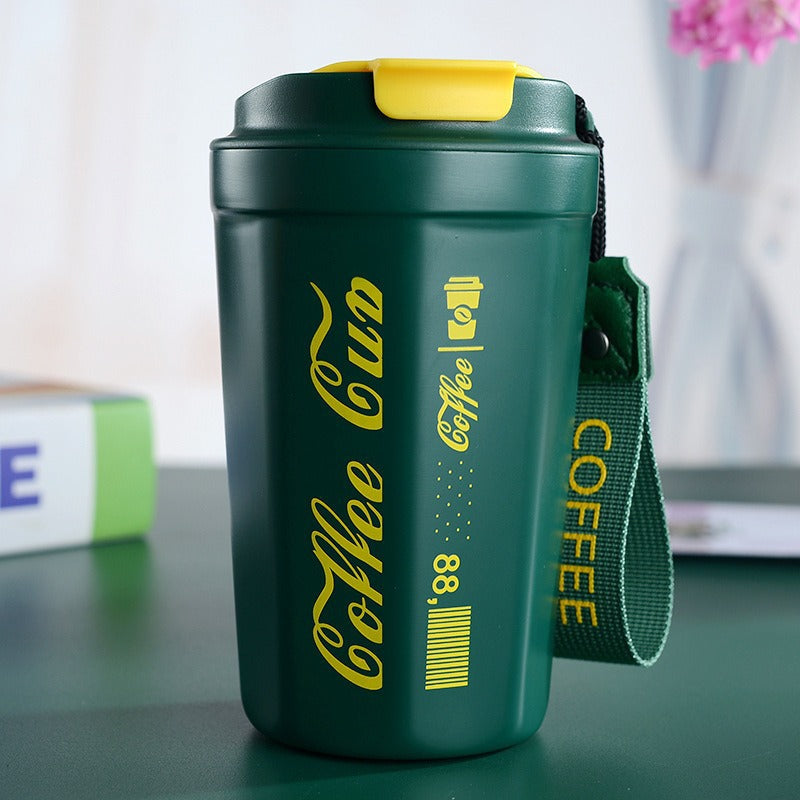 Women's insulated coffee cup with practical carrying device Bowlift