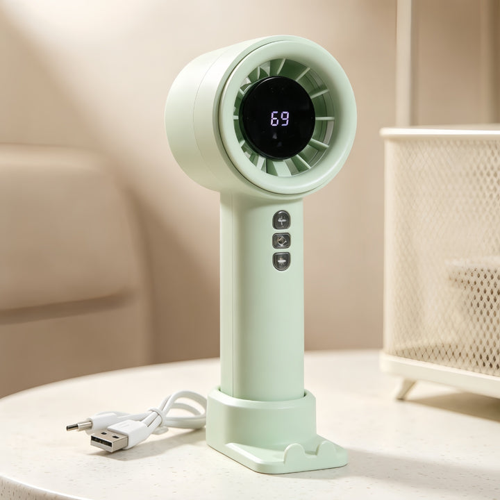 Women's portable high-speed fan with digital temperature display Bowlift