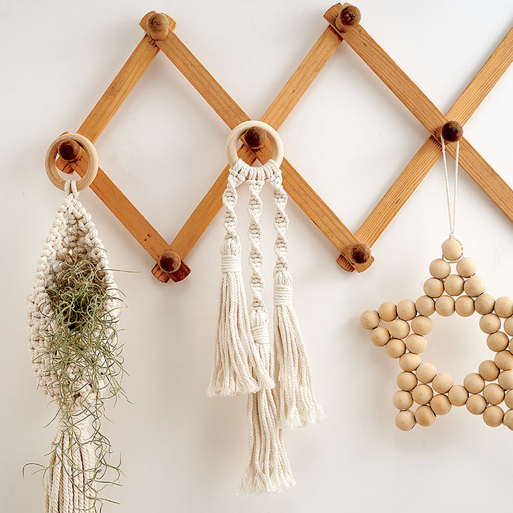Decorative Macrame Wall Hanger with Wooden Ring Bowlift