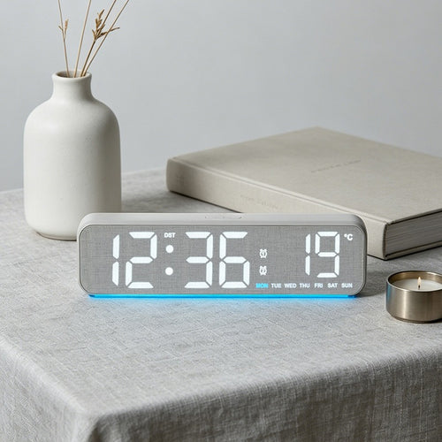 Digital Wood LED Alarm Clock with Temperature and Calendar Function Bowlift