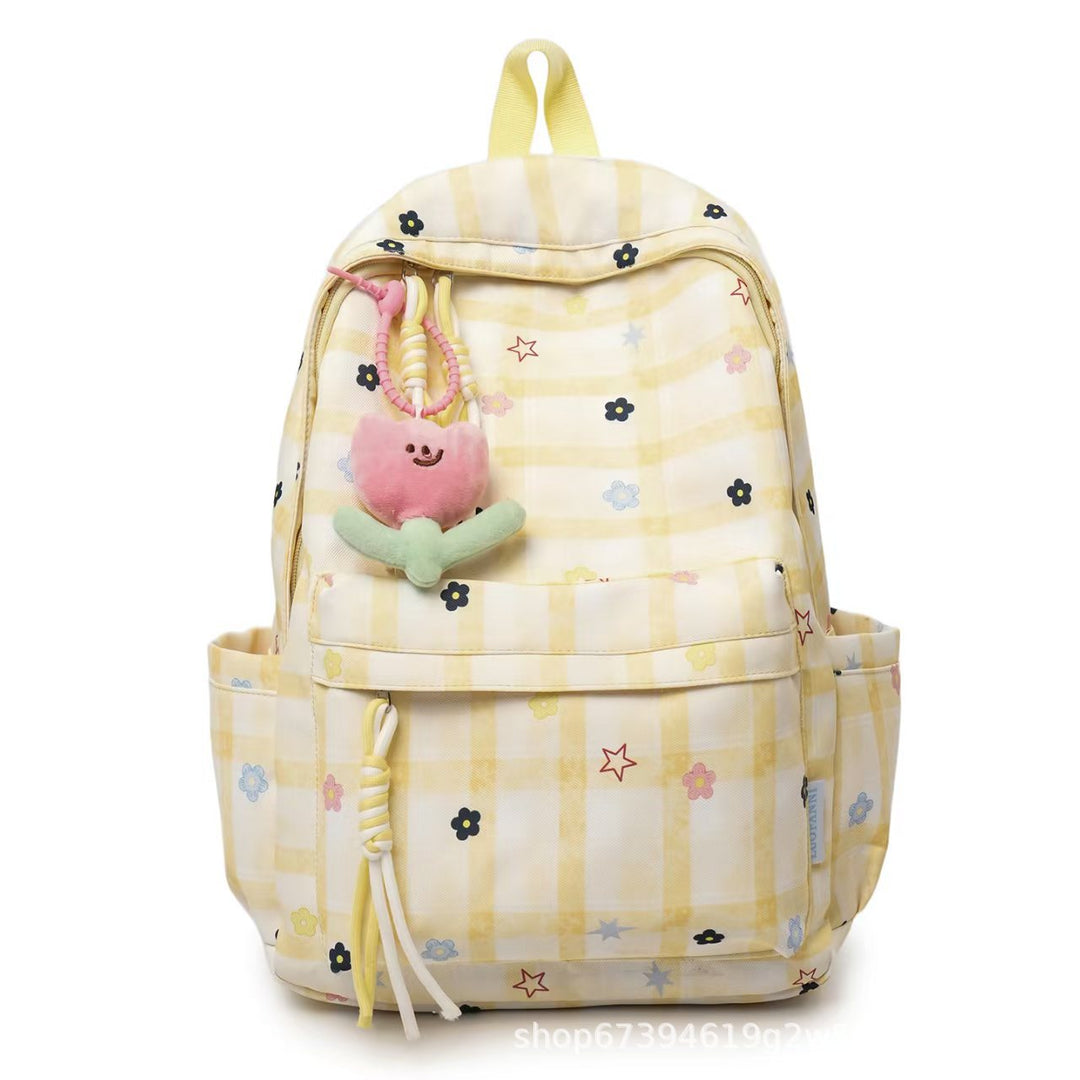 Playful Grid Pattern Backpack Bowlift