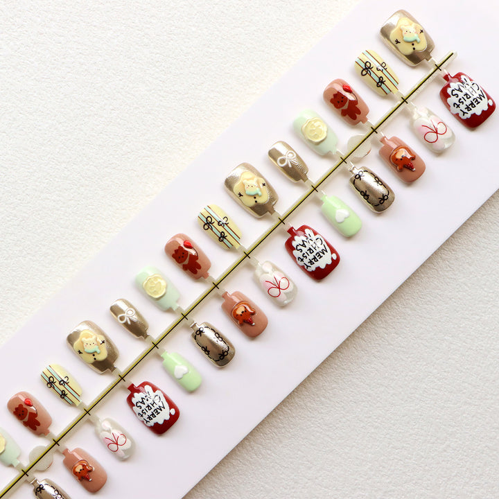 Festive Themed Press-On Nail Art Set Bowlift