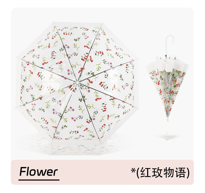 Women's Transparent Umbrella with Ergonomic Handle Bowlift