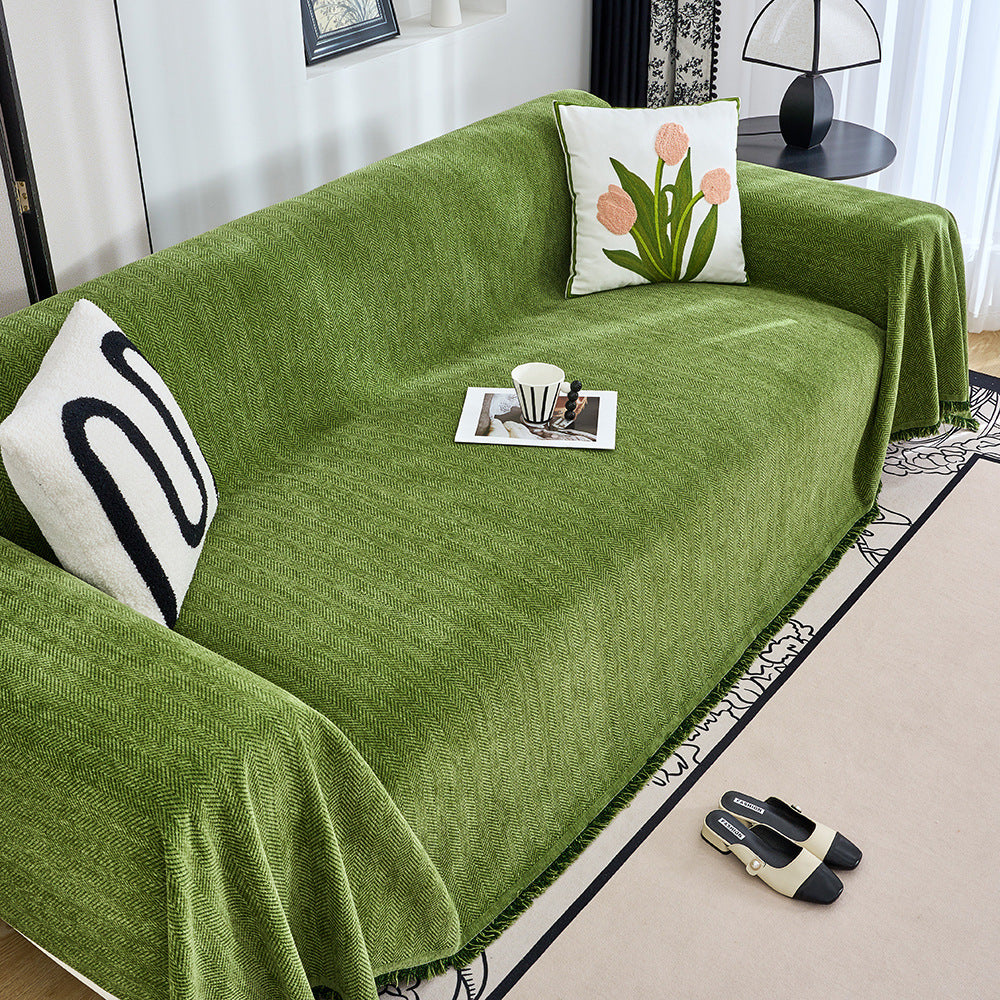 Textured Herringbone Pattern Sofa Throw Blanket