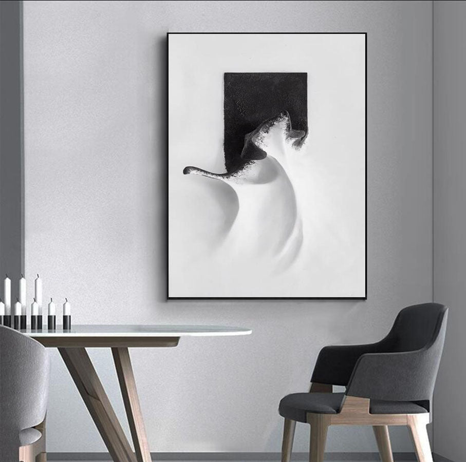 Modern Monochrome Abstract Canvas Art