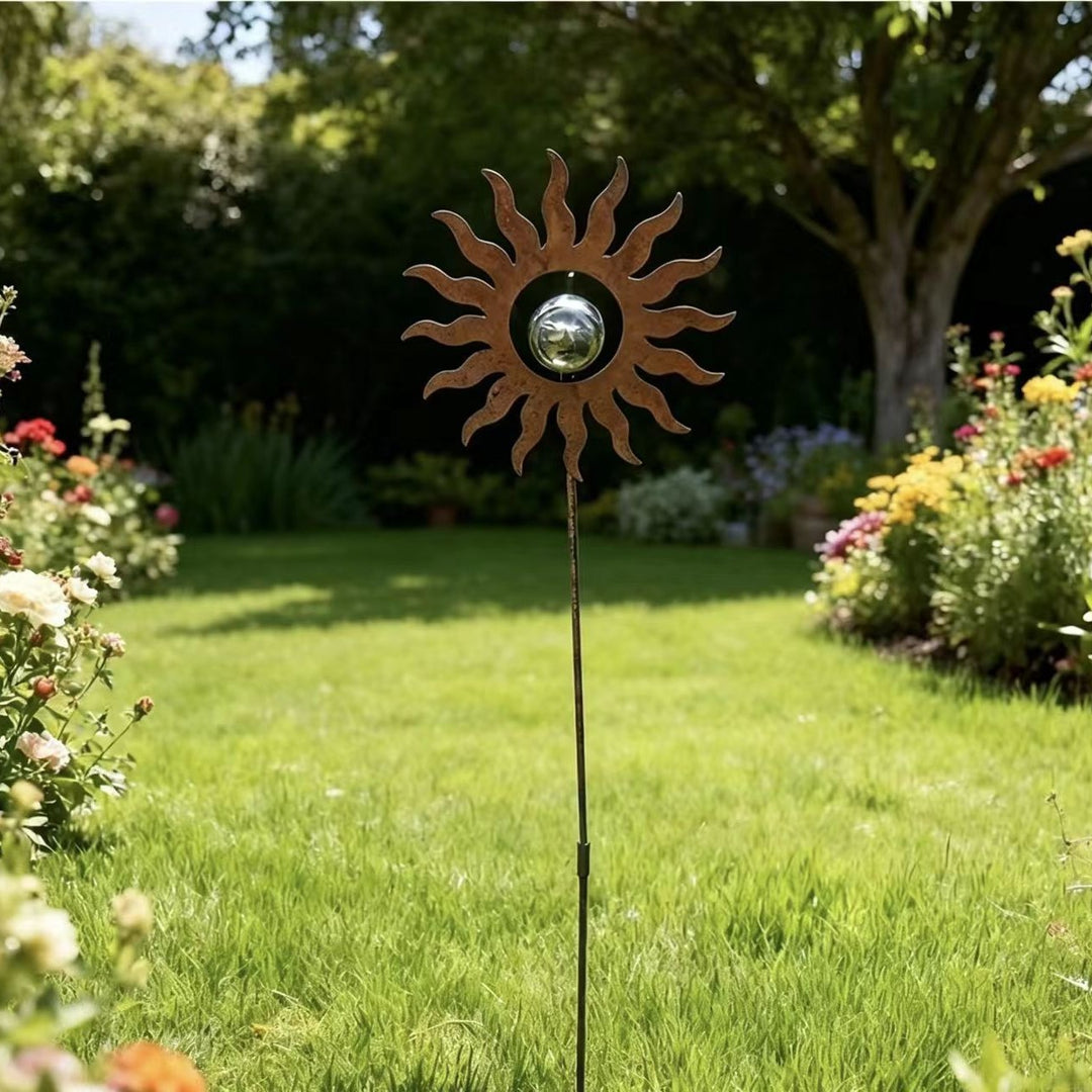 Sun Garden Stake with Reflective Gazing Orb Bowlift