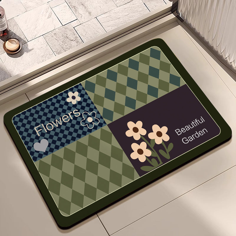Floral Design Cotton Bath Mat Bowlift