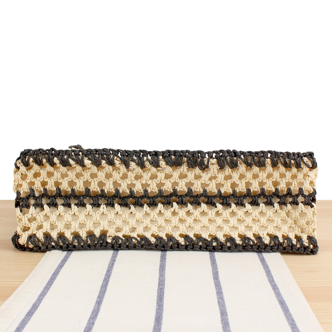 Braided Tote Bag with Elegant Leather Handle Bowlift