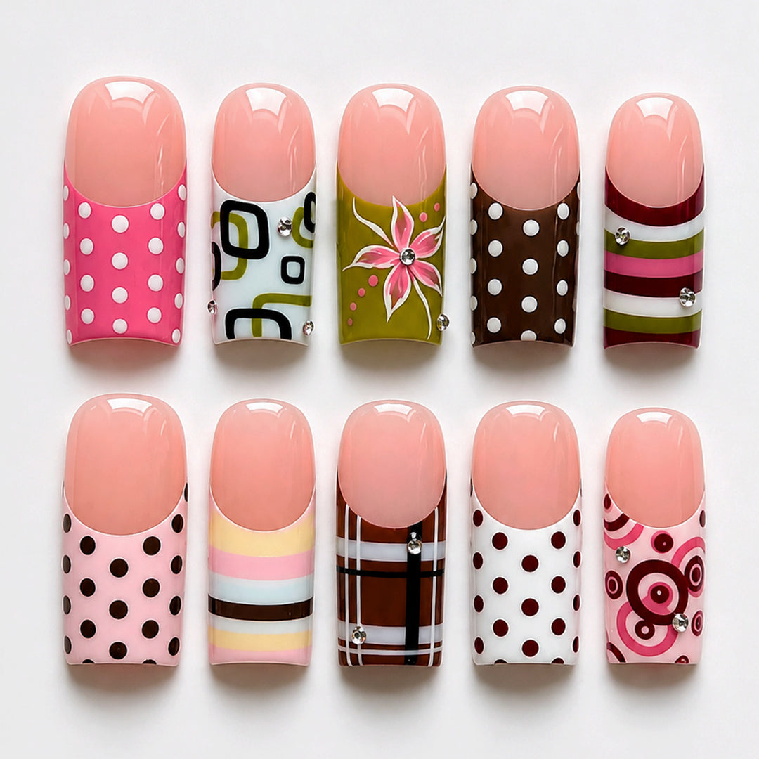 Nail art set with creative patterns and seasonal accents Bowlift