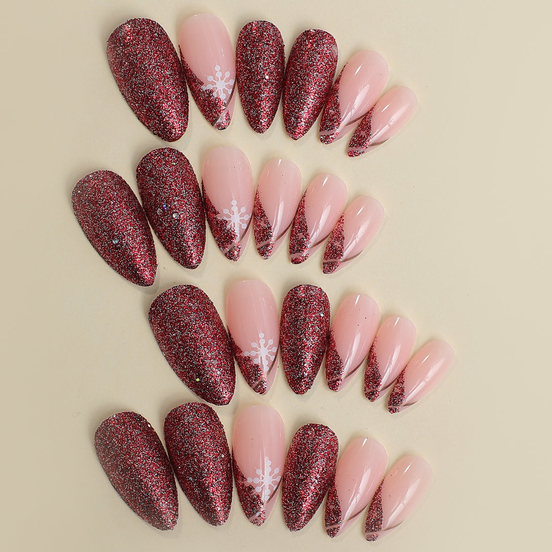 Artificial Nail Set with Glamorous Glitter Accents Bowlift
