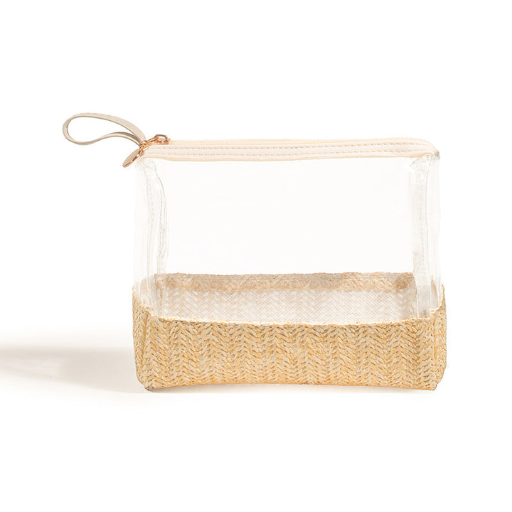Cosmetic bag made of transparent material with woven bottom Bowlift