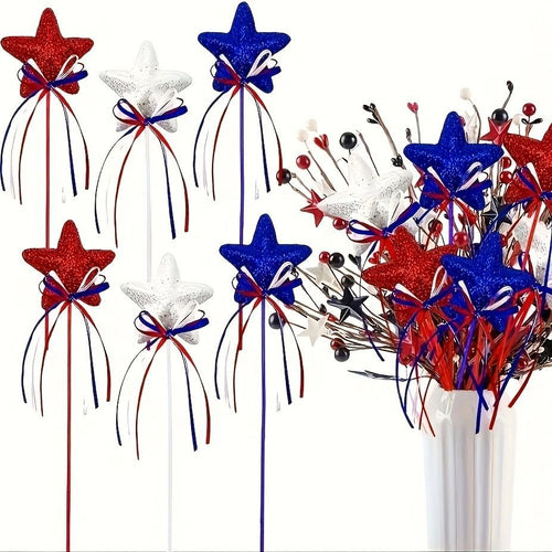 Unisex nan glittering star stick decorative plug with bows and stick made of wood Bowlift