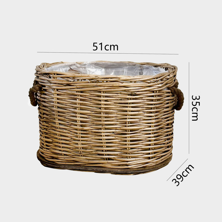 Handwoven storage basket with carrying handles Bowlift