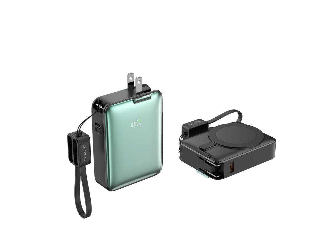 Portable power bank with integrated magnetic charger and smart LED display Bowlift