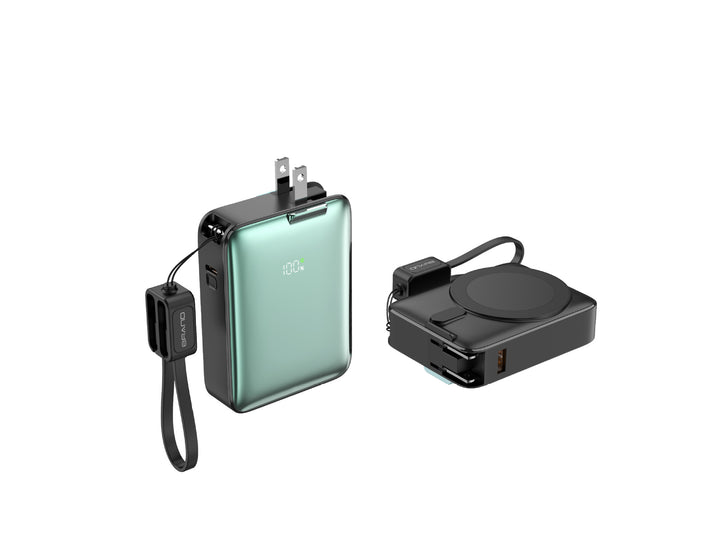 Portable power bank with integrated magnetic charger and smart LED display Bowlift