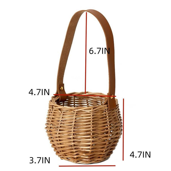 Ladies basket bag with tasteful leather handle Bowlift