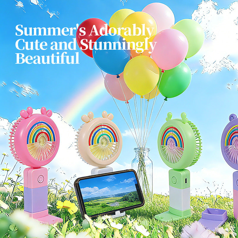 Unisex Portable Hand Fan with Colorful LED Light Effects Bowlift