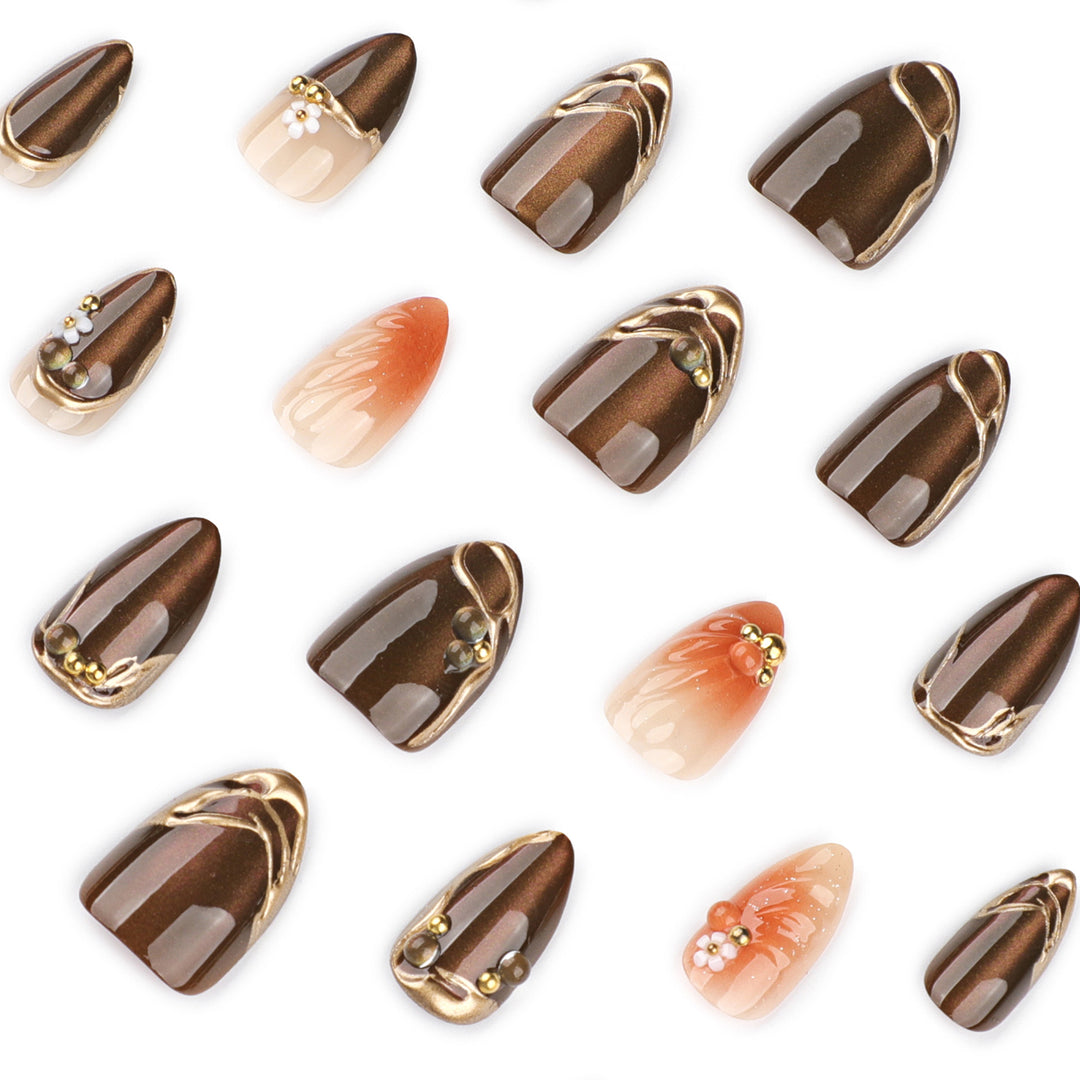 Artful nail extensions with elegant 3D flower embellishments Bowlift