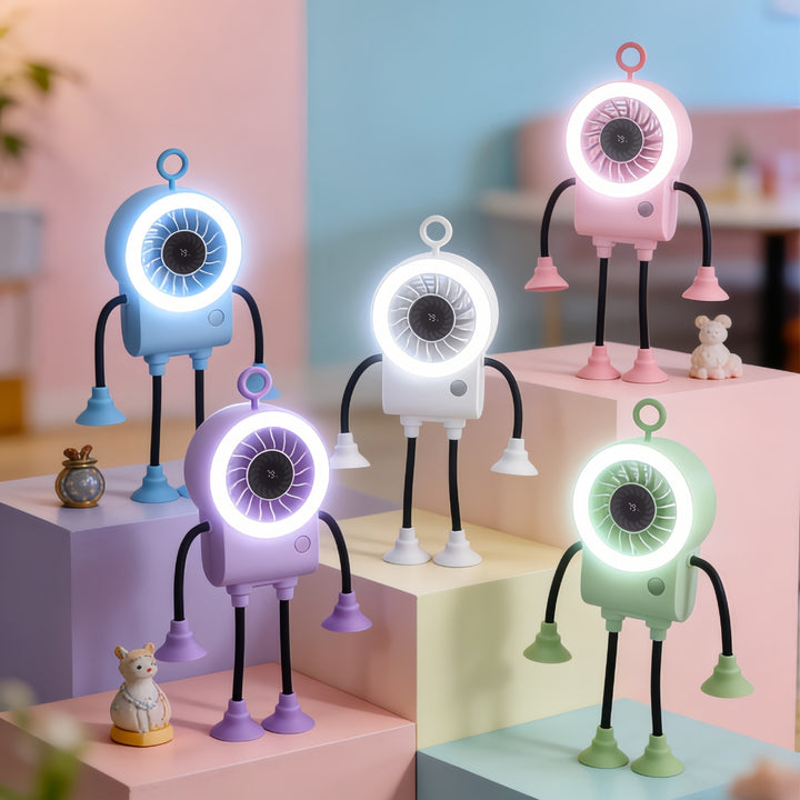 Women's creative table fan with LED lighting and flexible design Bowlift