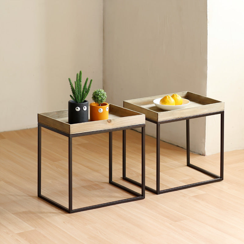 Modern side table with protected wooden tray Bowlift