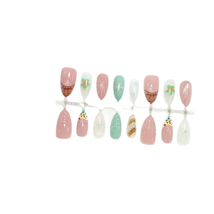 Artificial nails with elegant 3D flower and gradient design Bowlift