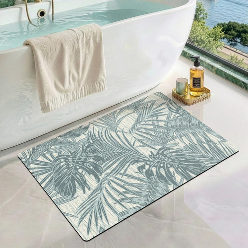 Plush Tropical-Themed Bath Mat