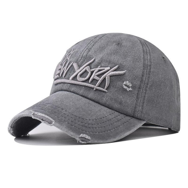 Men's Distressed Casual Embroidered Cap Bowlift