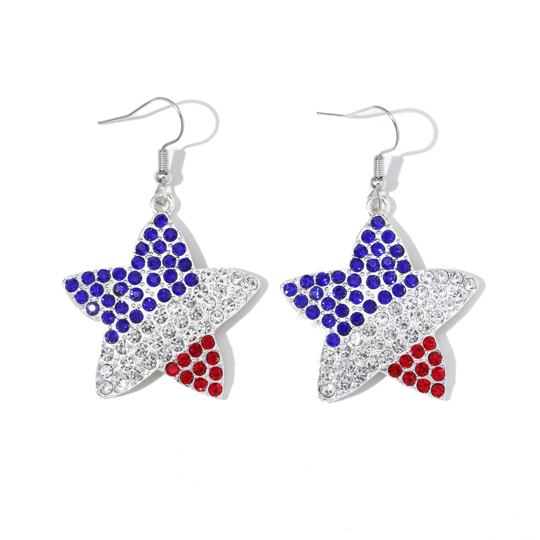 Women's long multi-layer star drop earrings with crystal embellishments and rhodium-plated alloy Bowlift