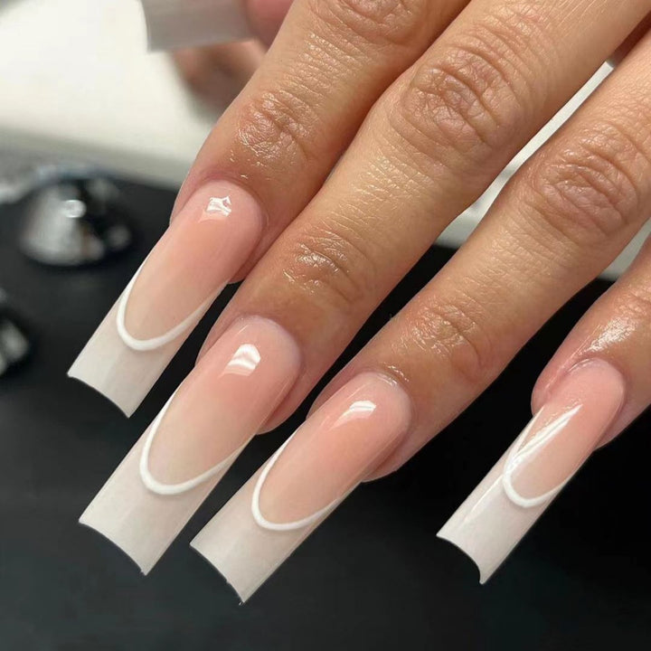 Elegant French Tip Long Nail Extensions Bowlift