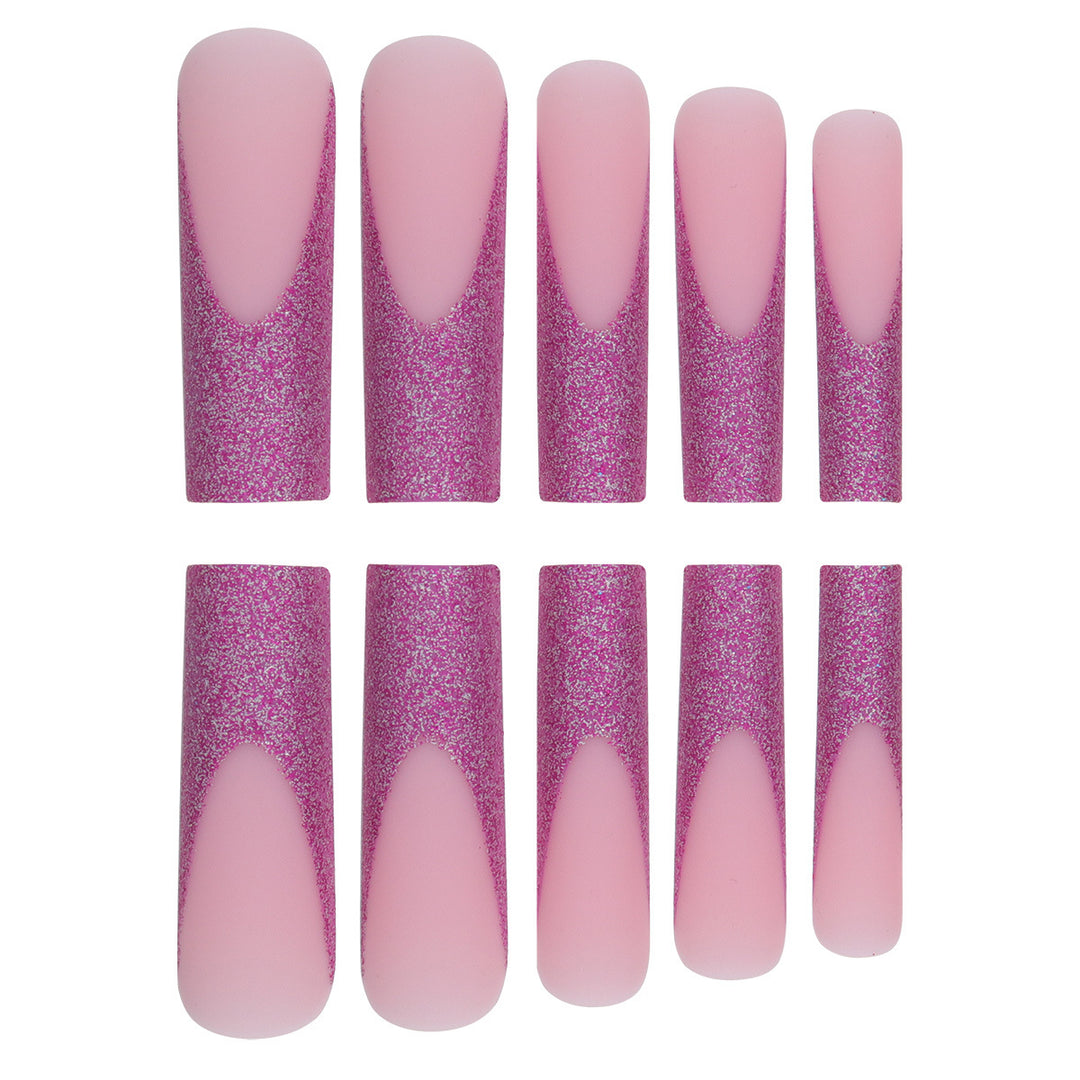 Glamorous Glitter-Accent Stiletto Press-On Nails Bowlift