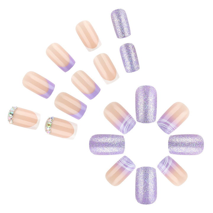 Elegant Press-On Nail Art Set with Glamorous Glitter Accents Bowlift