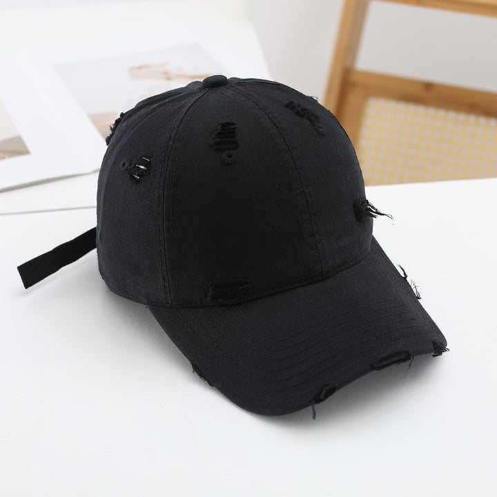 Women's fashionable destroyed baseball cap with adjustable strap Bowlift
