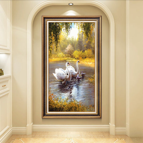 Elegant Swan Landscape Framed Artwork