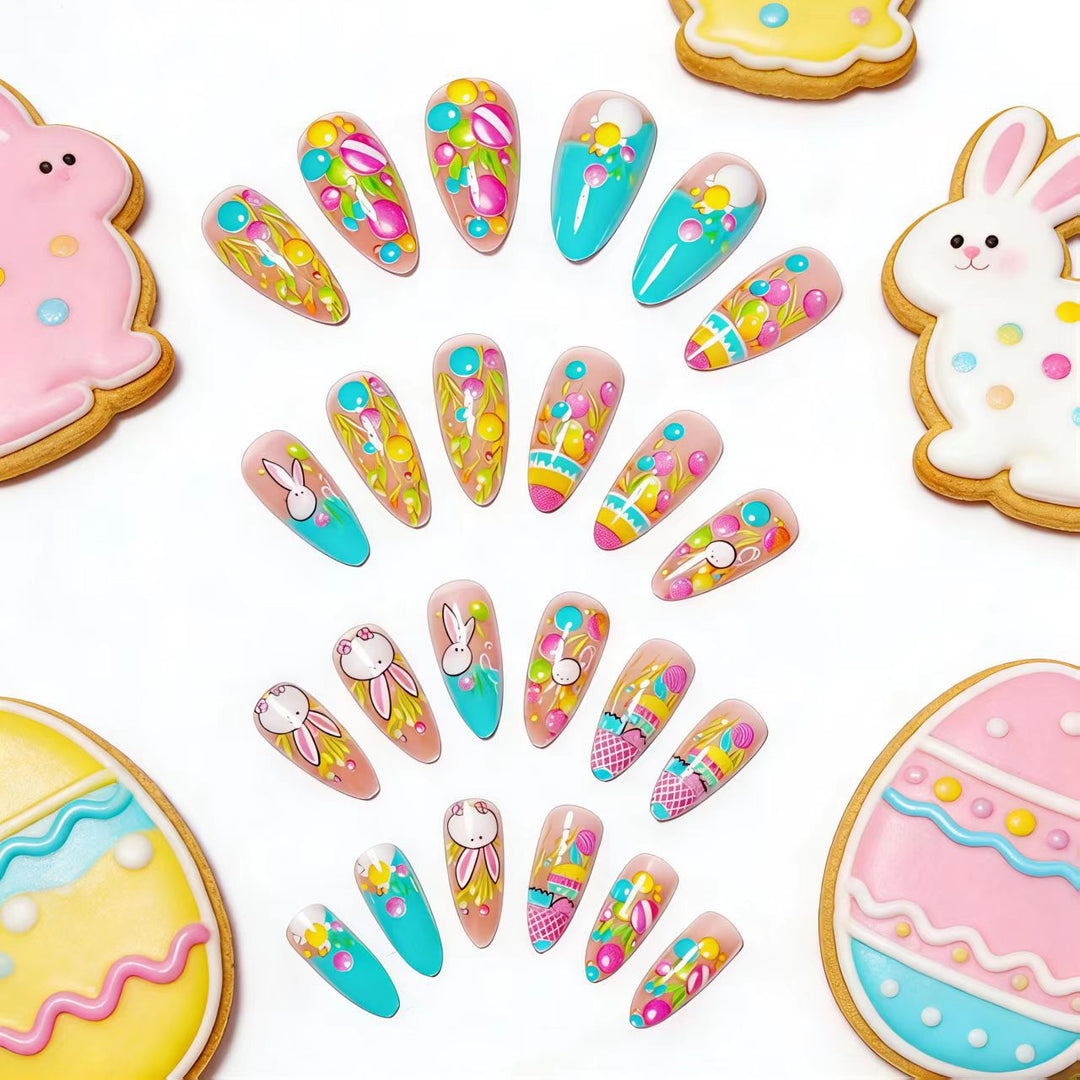Artificial nails with cheerful Easter design Bowlift