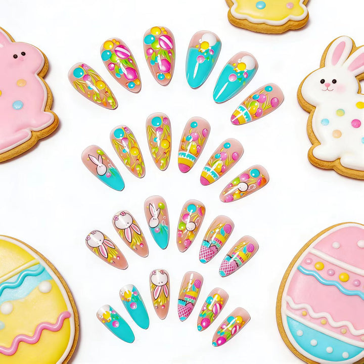 Artificial nails with cheerful Easter design Bowlift