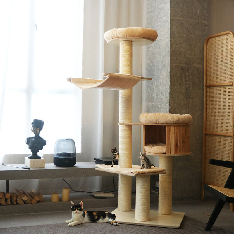 Cozy cat tree with multiple levels Bowlift