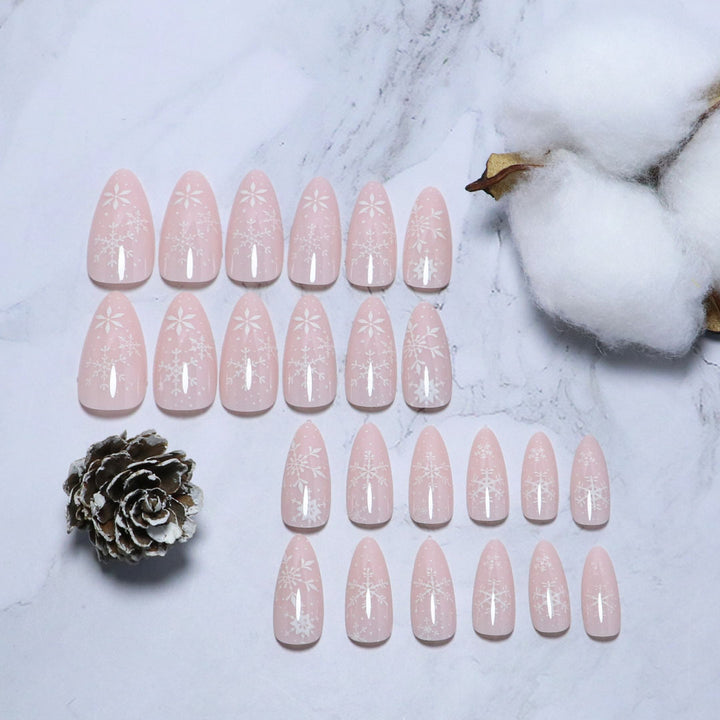 Frosted Snowflake Press-On Nail Set Bowlift