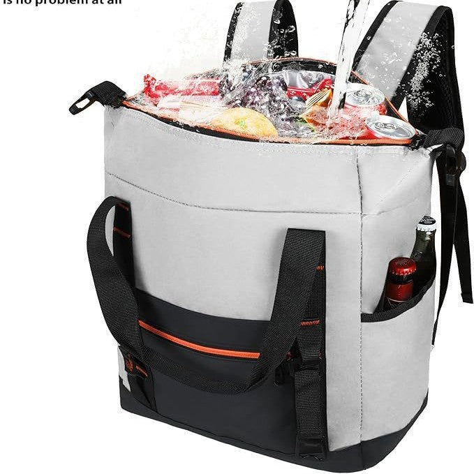 Unisex insulated cooler backpack for picnics and camping with side bottle holders, outer pocket for smartphone and elastic strap Bowlift