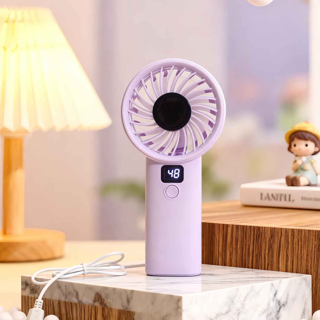 Women Portable Hand Fan with Digital Control and Powerful Battery Bowlift
