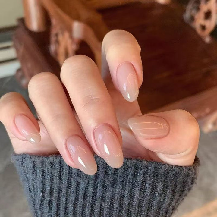 Elegant Press-On Nail Set with Transitional Glossy Finish Bowlift