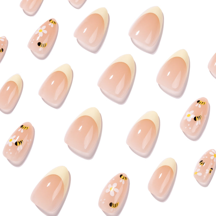 Artful Nail Art with Bee and Flower Design Bowlift