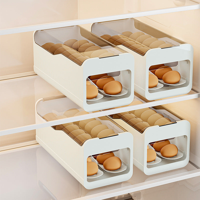 Large Capacity Transparent Stackable Refrigerator Egg Organizer with Sliding Lid Bowlift