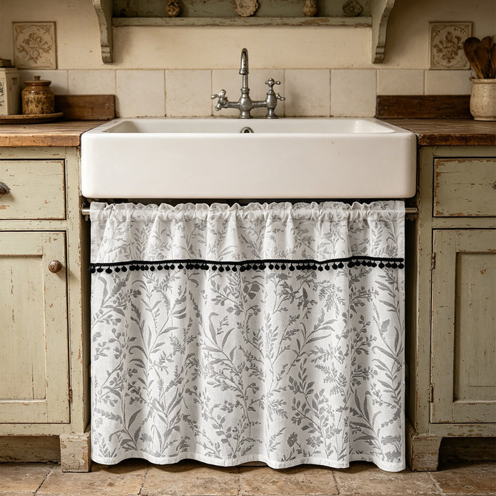 Floral Print Kitchen Curtain Set