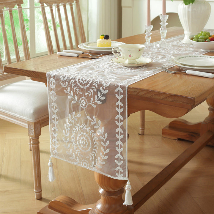 Embroidered Lace Table Runner