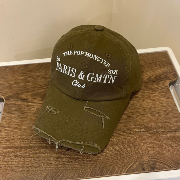 Men's Distressed Cotton Twill Baseball Cap Bowlift