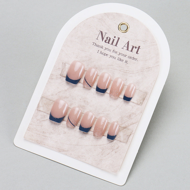Premium Press-On Nail Set with Elegant Glitter and French Tips Bowlift